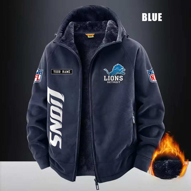 Detroit Lions Fleece Fashion Hooded Jacket Outdoor SPTFFHJ011