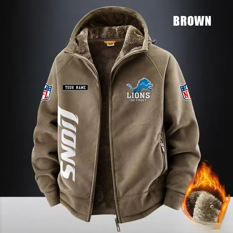 Detroit Lions Fleece Fashion Hooded Jacket Outdoor SPTFFHJ011