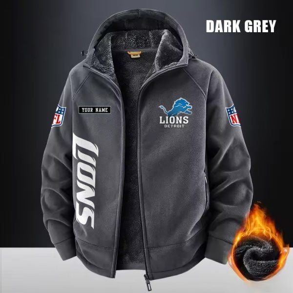 Detroit Lions Fleece Fashion Hooded Jacket Outdoor SPTFFHJ011