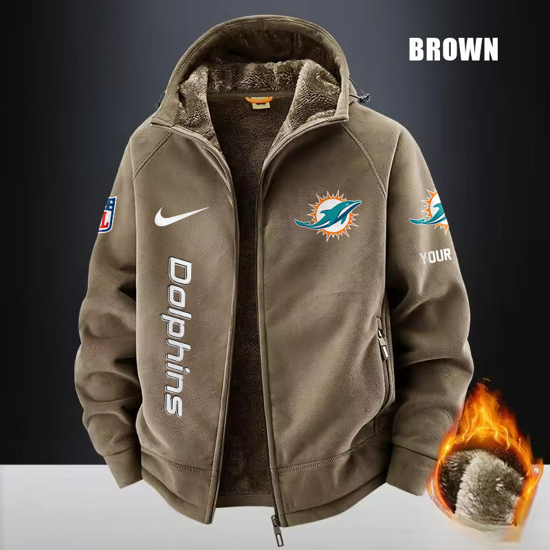 Miami Dolphins Fleece Fashion Hooded Jacket Outdoor SPTFFHJ084