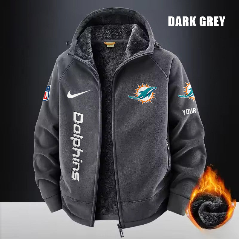 Miami Dolphins Fleece Fashion Hooded Jacket Outdoor SPTFFHJ084