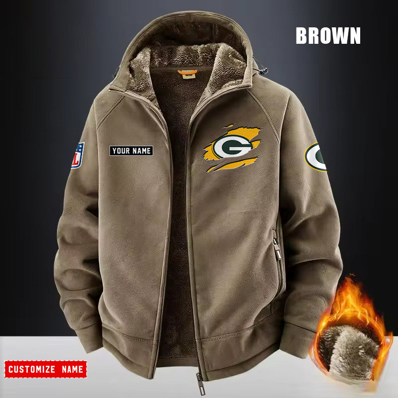 Green Bay Packers Fleece Fashion Hooded Jacket Outdoor SPTFFHJ044