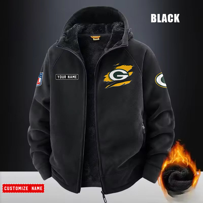 Green Bay Packers Fleece Fashion Hooded Jacket Outdoor SPTFFHJ044