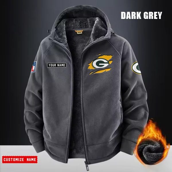 Green Bay Packers Fleece Fashion Hooded Jacket Outdoor SPTFFHJ044