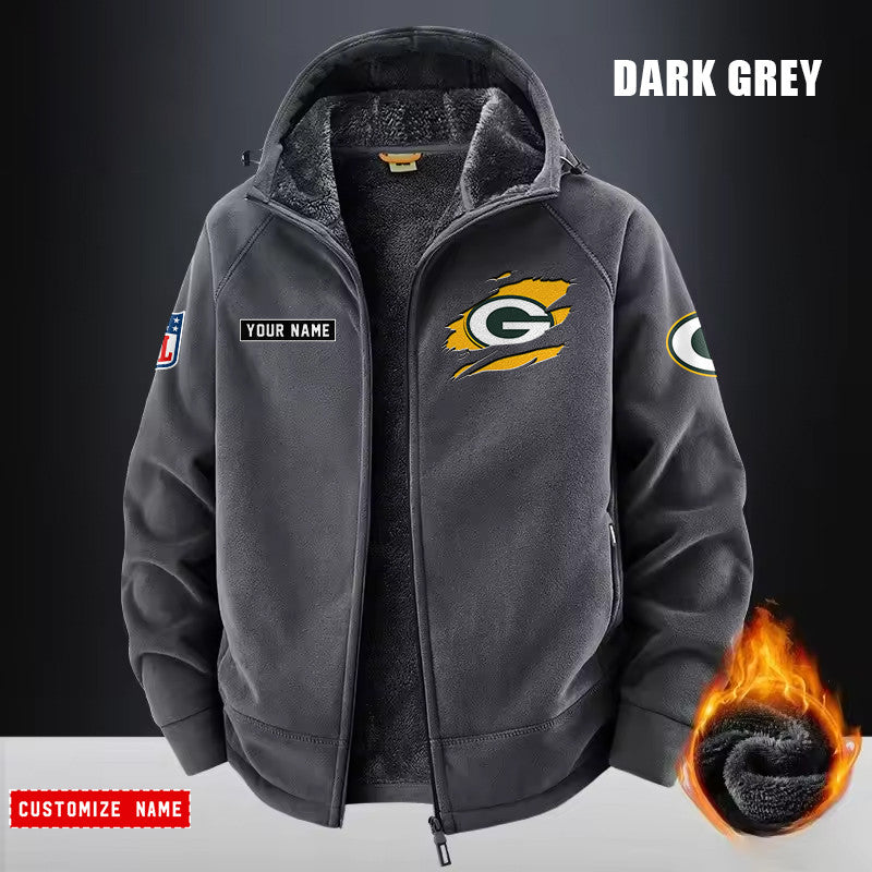 Green Bay Packers Fleece Fashion Hooded Jacket Outdoor SPTFFHJ044