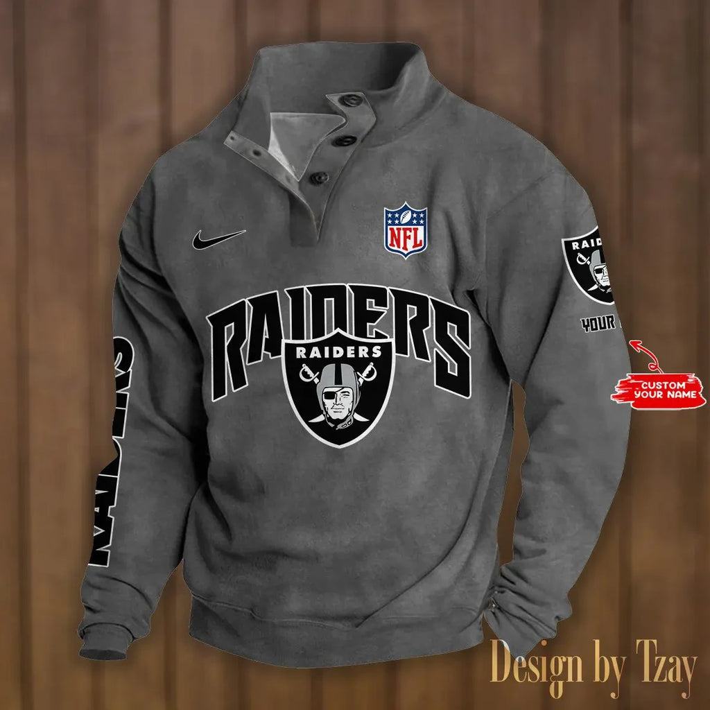 Las Vegas Raiders Premium Stand-Collar Game-Day Pullover - Engineered Warmth & Personalized Name S9DBSCH049