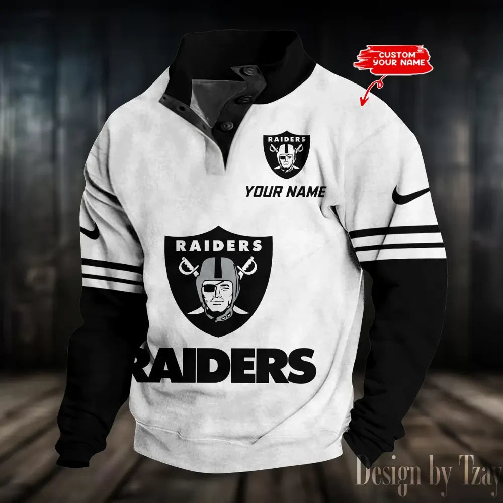 Las Vegas Raiders NFL Premium Stand-Collar Game-Day Pullover - Engineered Warmth & Personalized Name S9DBSCH689