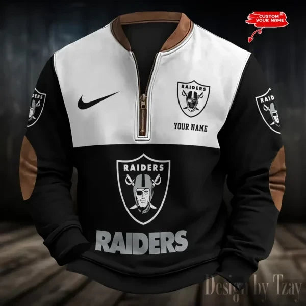 S9MPZNS177-Las Vegas Raiders Premium Personalized Game-Day Quarter-Zip