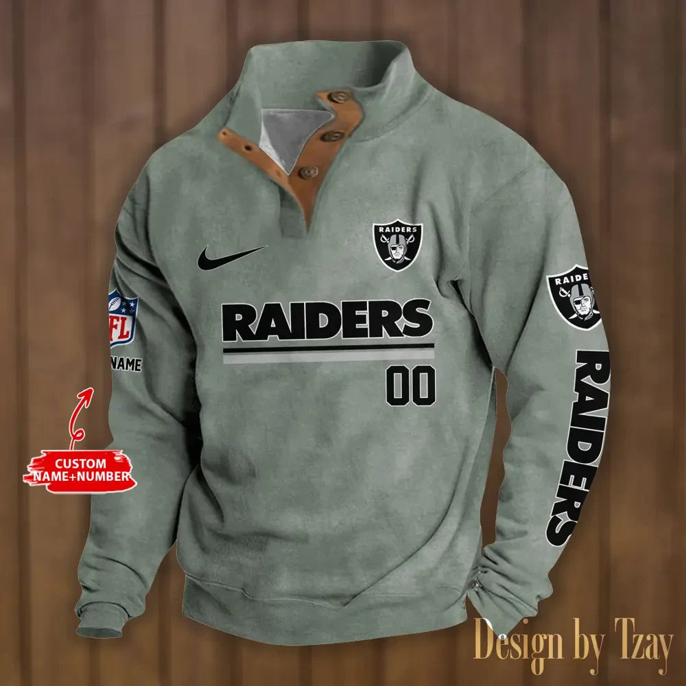 Las Vegas Raiders Premium Stand-Collar Game-Day Pullover - Engineered Warmth & Personalized Name S9DBSCH081
