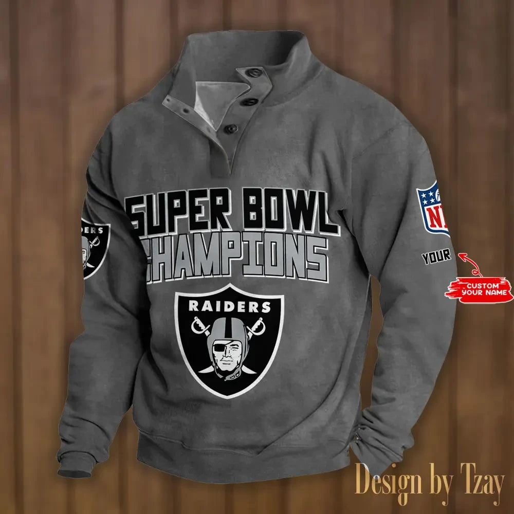 SPTS9DBSCH301 Las Vegas Raiders Premium Stand-Collar Game-Day Pullover - Engineered Warmth & Personalized Names DV8