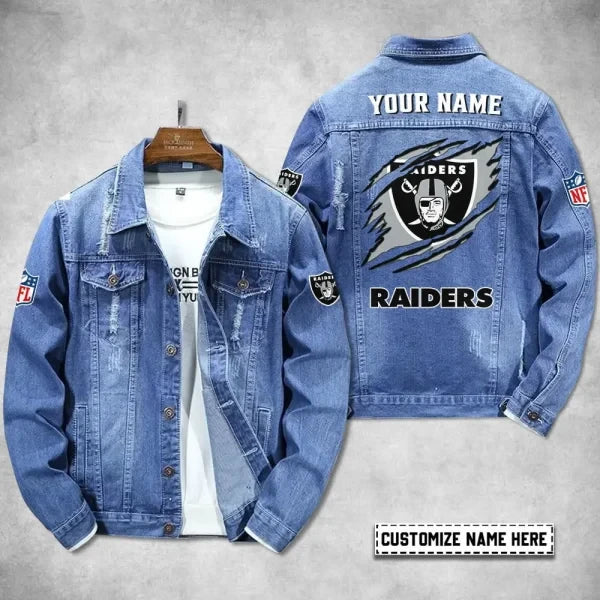 Las Vegas Raiders Personalized Premium Denim Jacket S9DJ079