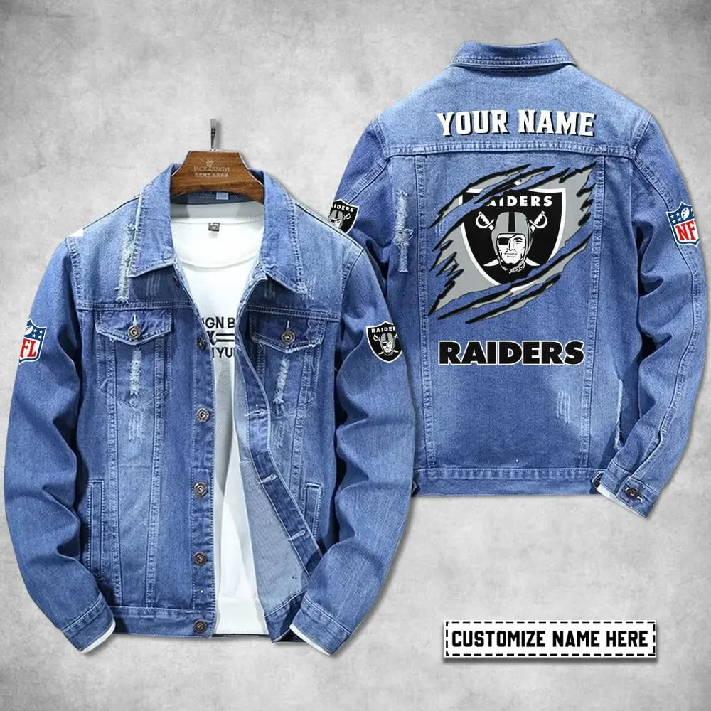 Las Vegas Raiders Personalized Premium Denim Jacket S9DJ079