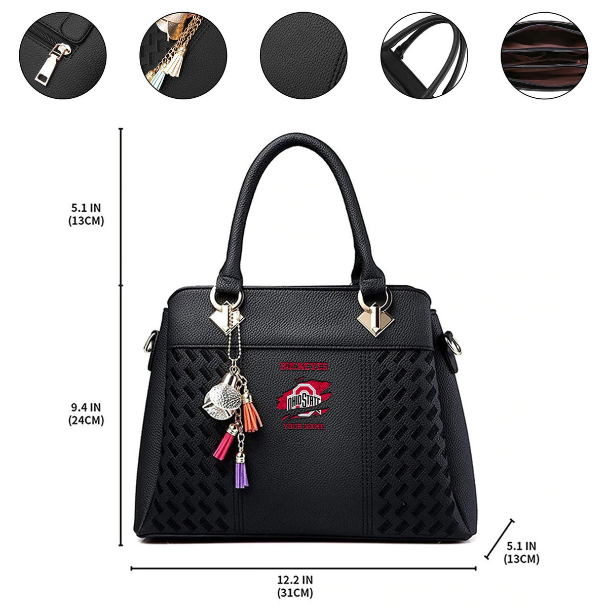 Ohio State Buckeyes Deluxe Handbag For Women Custom Your Name 2026 Versions, Sport Deluxe Handbag EHIVM-05222308A