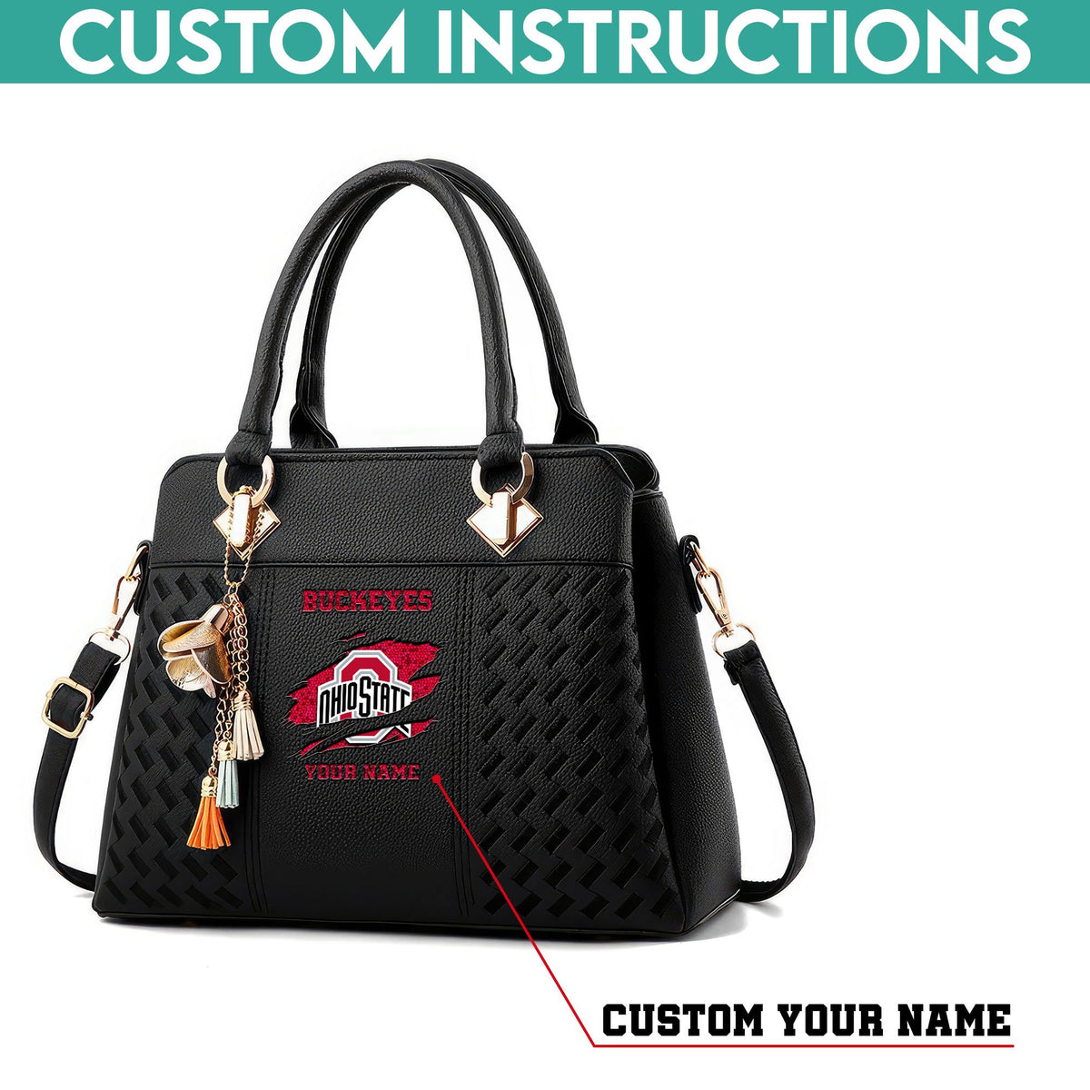 Ohio State Buckeyes Deluxe Handbag For Women Custom Your Name 2026 Versions, Sport Deluxe Handbag EHIVM-05222308A
