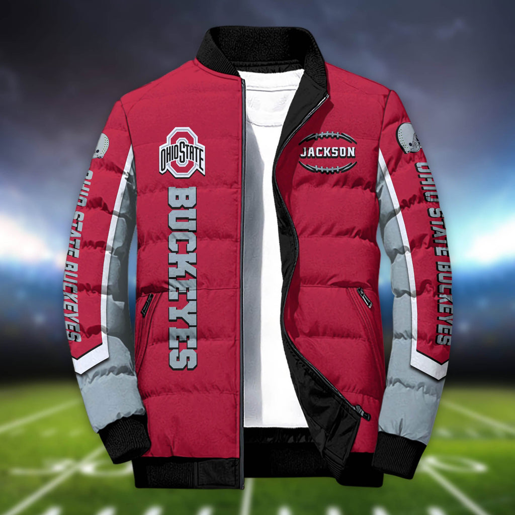 Ohio State Buckeyes Sport Puffer Jacket Custom Your Name, Sport Gifts, Sport Jacket For Fans ETHY-61633 Puffer Jacket