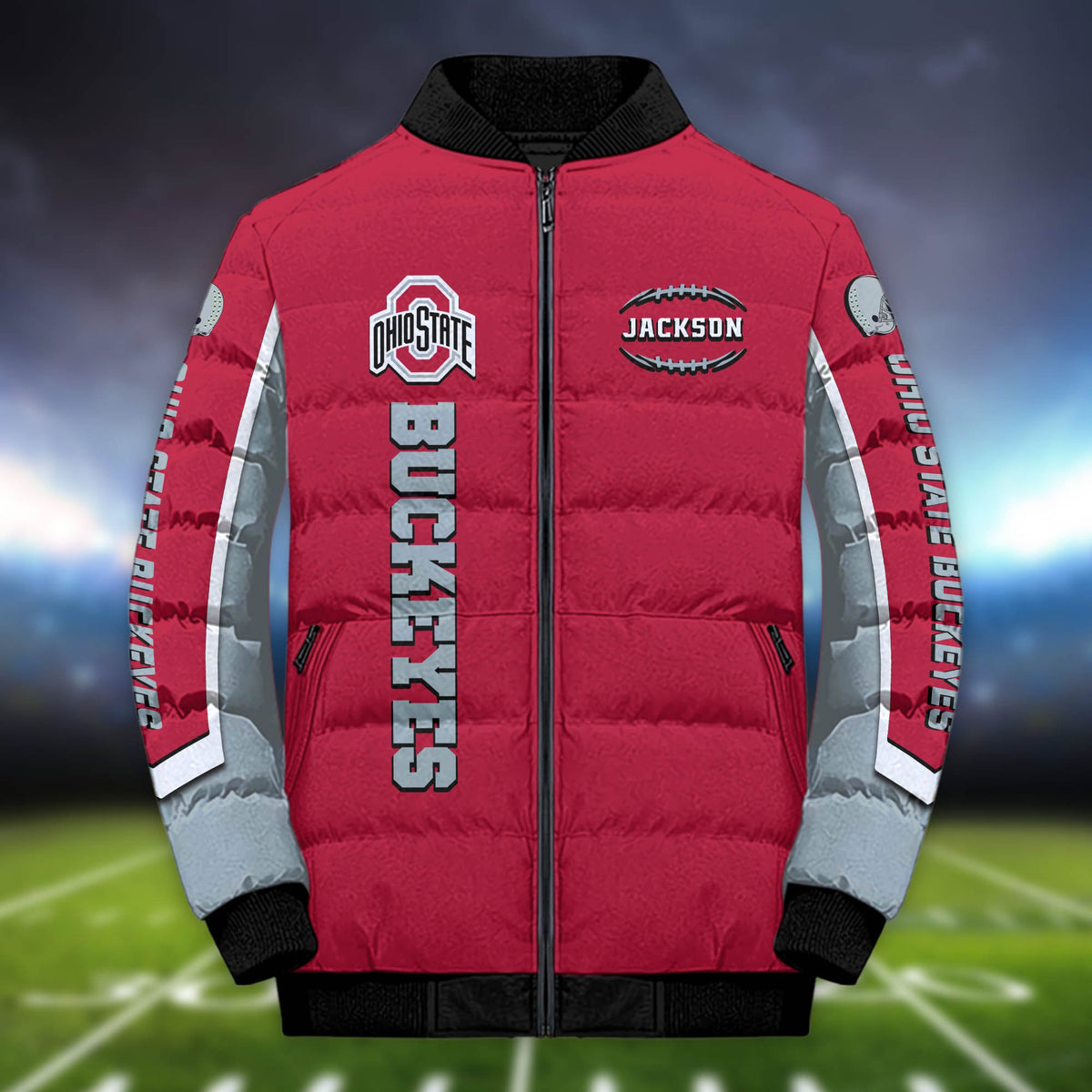 Ohio State Buckeyes Sport Puffer Jacket Custom Your Name, Sport Gifts, Sport Jacket For Fans ETHY-61633 Puffer Jacket