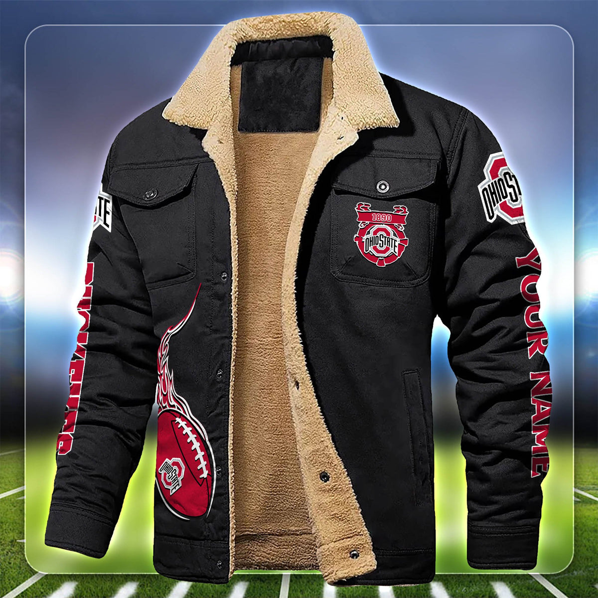 Ohio State Buckeyes Fleece Bomber Jacket Customized Your Name, Sport Team Jacket For Fans, Sport Gifts ETHY-53688