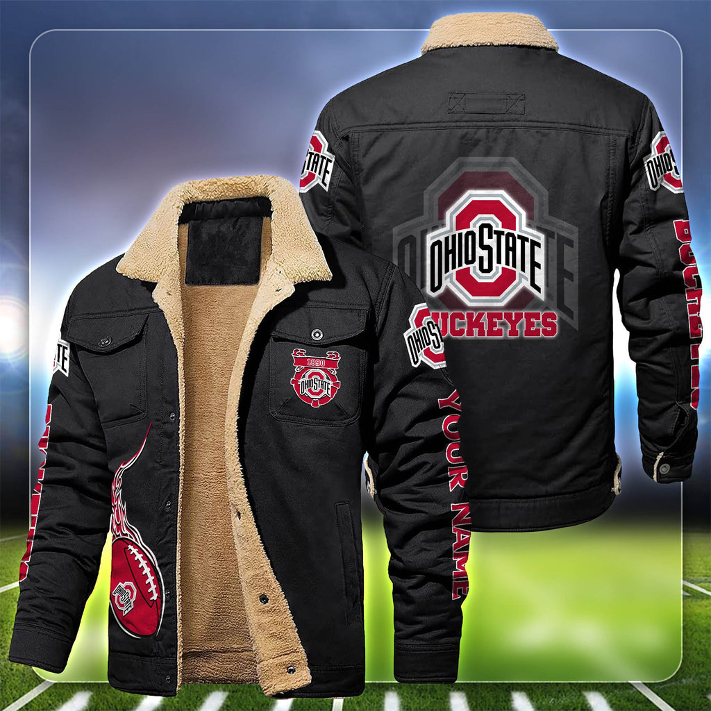 Ohio State Buckeyes Fleece Bomber Jacket Customized Your Name, Sport Team Jacket For Fans, Sport Gifts ETHY-53688